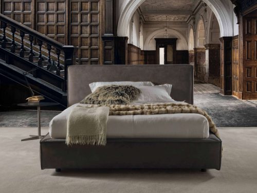 Cubic bed with fabric or leather