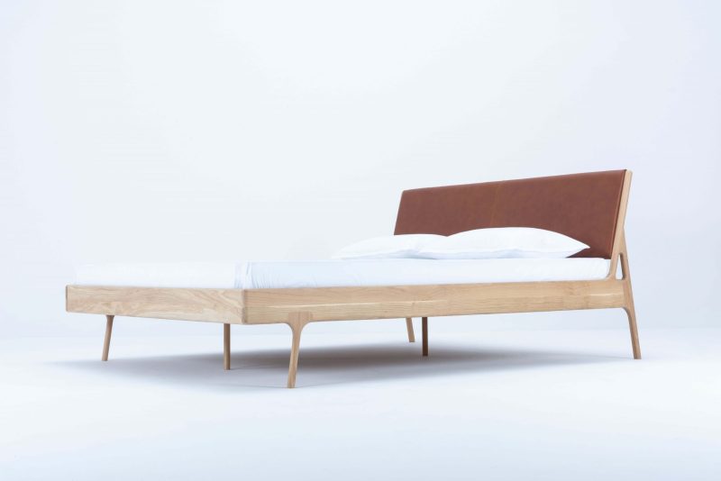 Fawn solid wood leather headboard bed - Image 3