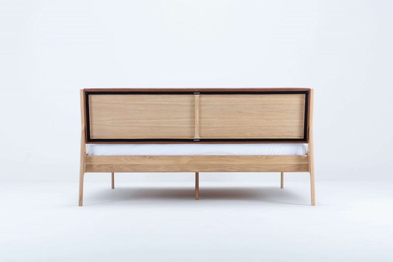 Fawn solid wood leather headboard bed - Image 5