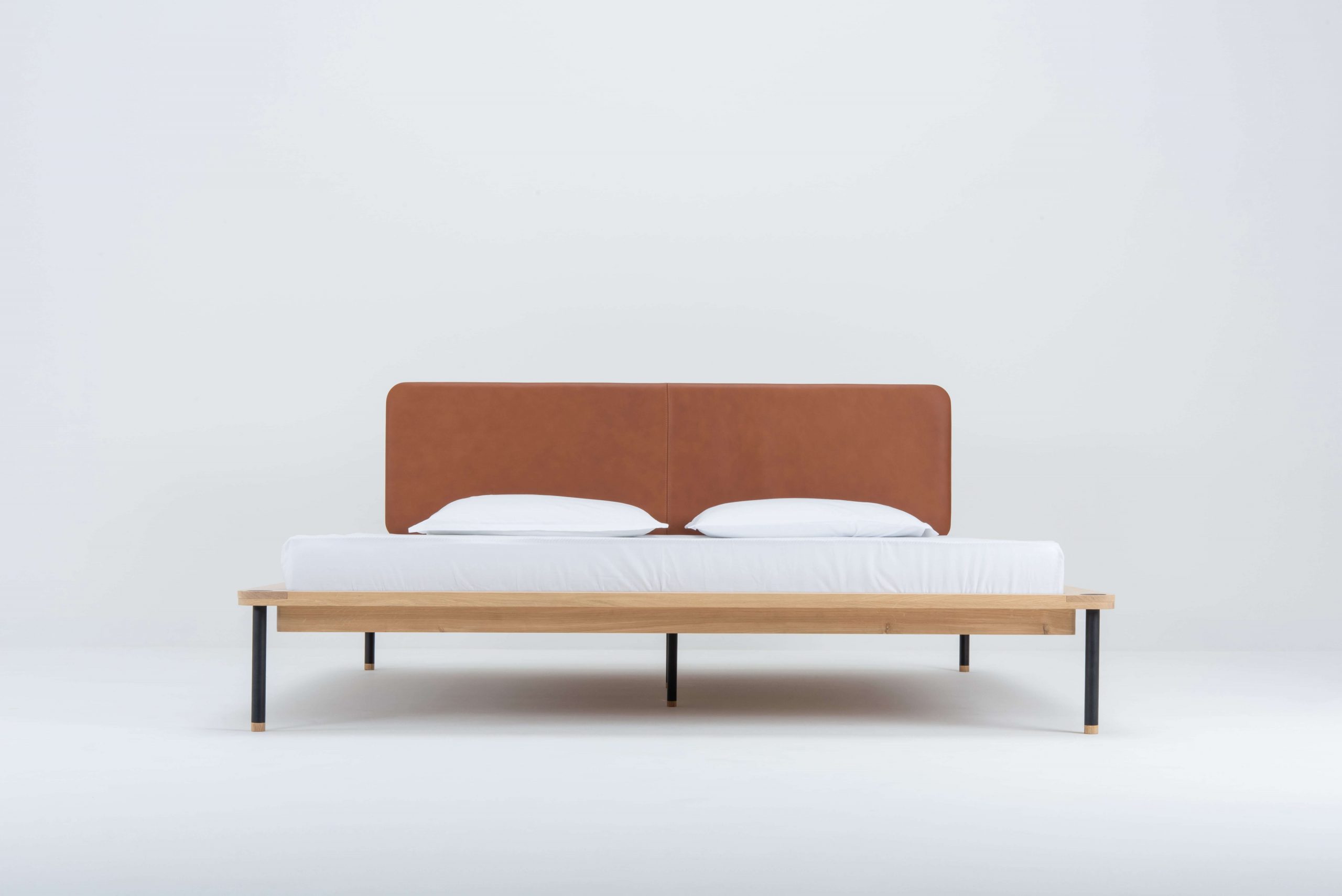 Fina solid wood leather headboard bed - Image 3