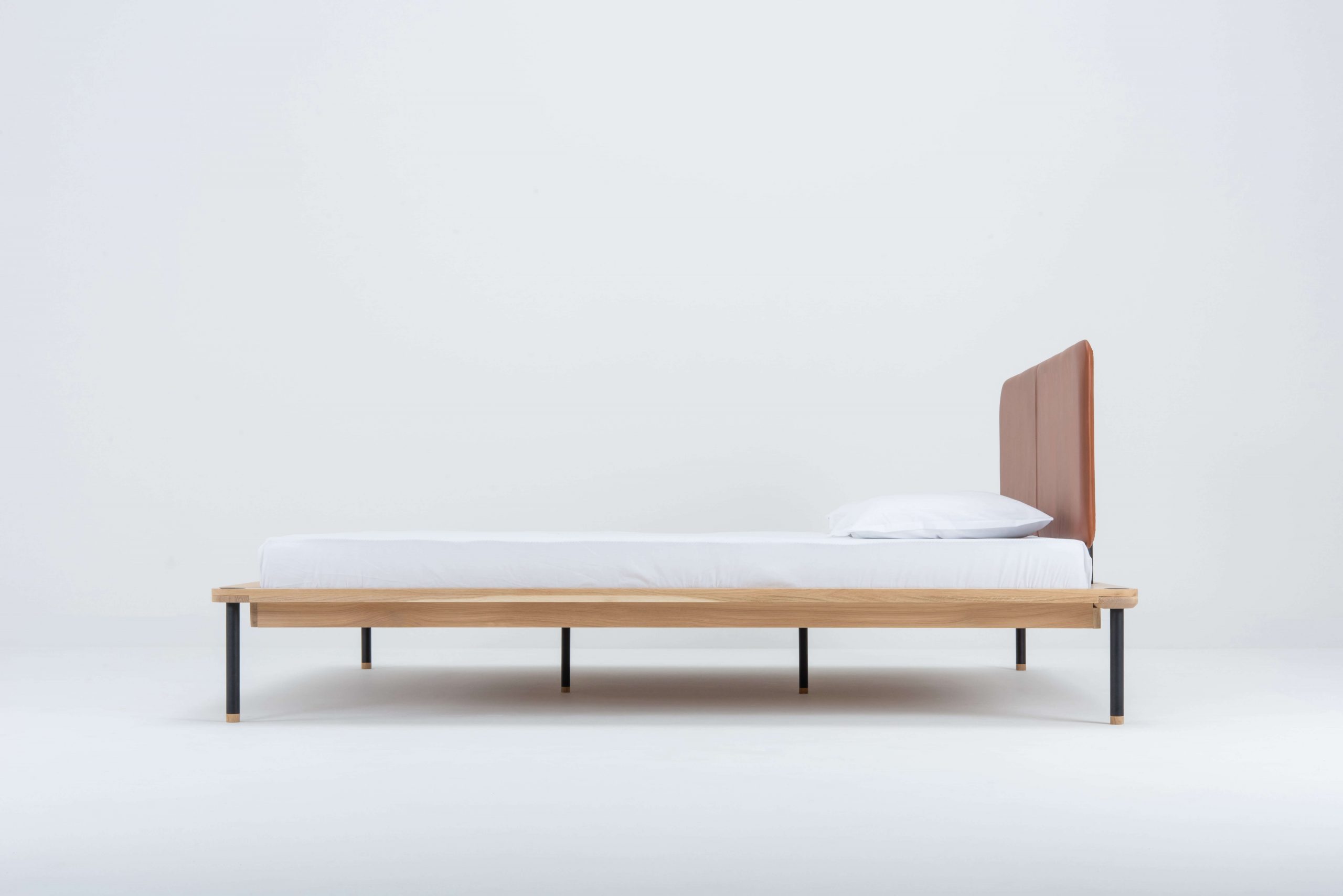 Fina solid wood leather headboard bed - Image 4