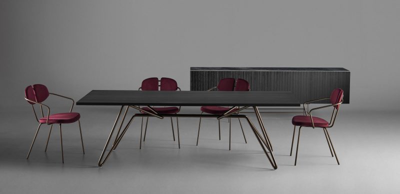 Italian rectangular wood top dining table by Colico - Image 2