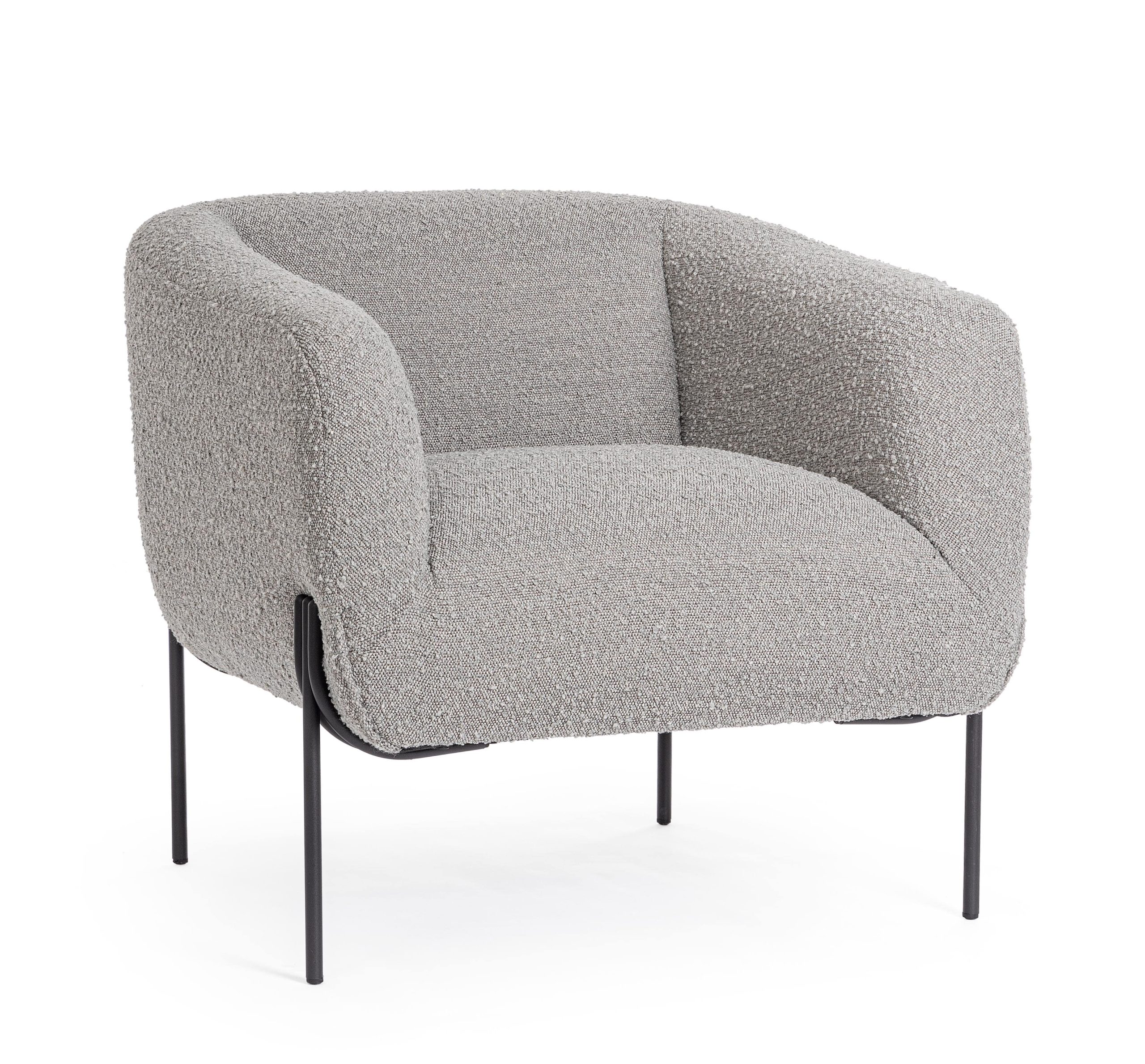 Claudine grey boucle armchair by Bizzotto