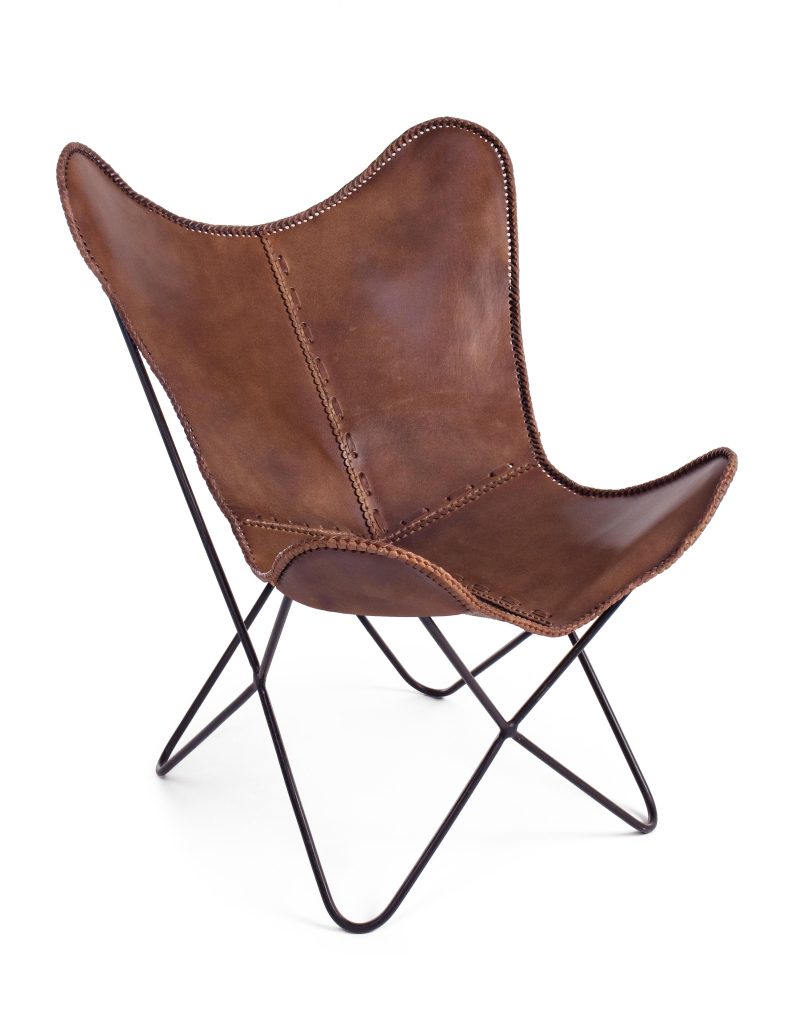 Eaton leather brown armchair by Bizzotto