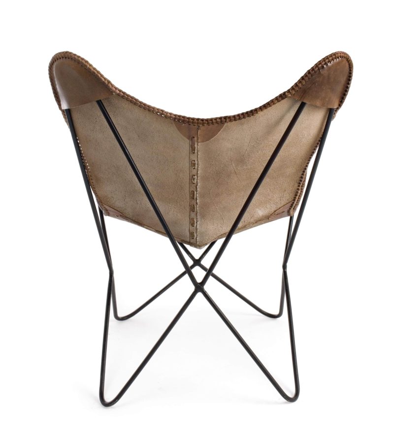 Eaton leather brown armchair by Bizzotto - Image 4