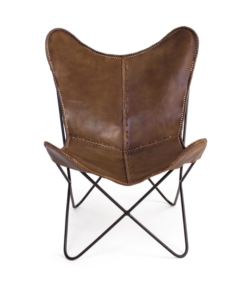 Eaton leather brown armchair by Bizzotto - Image 2