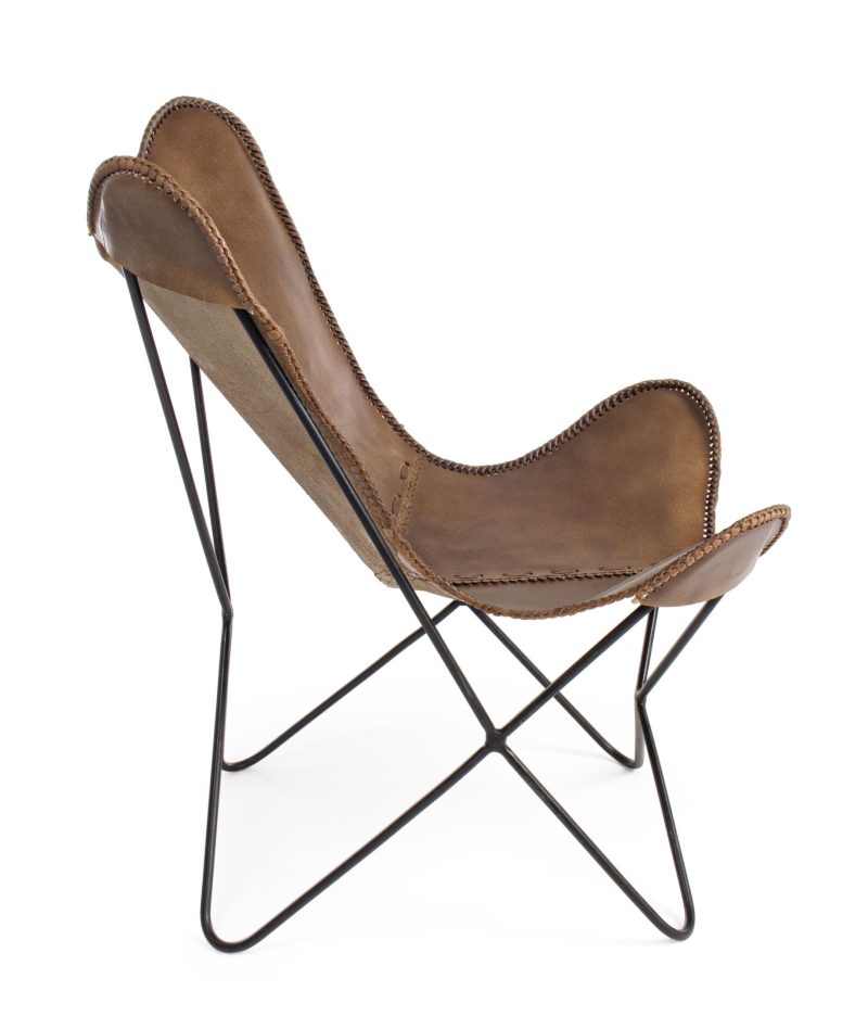 Eaton leather brown armchair by Bizzotto - Image 3